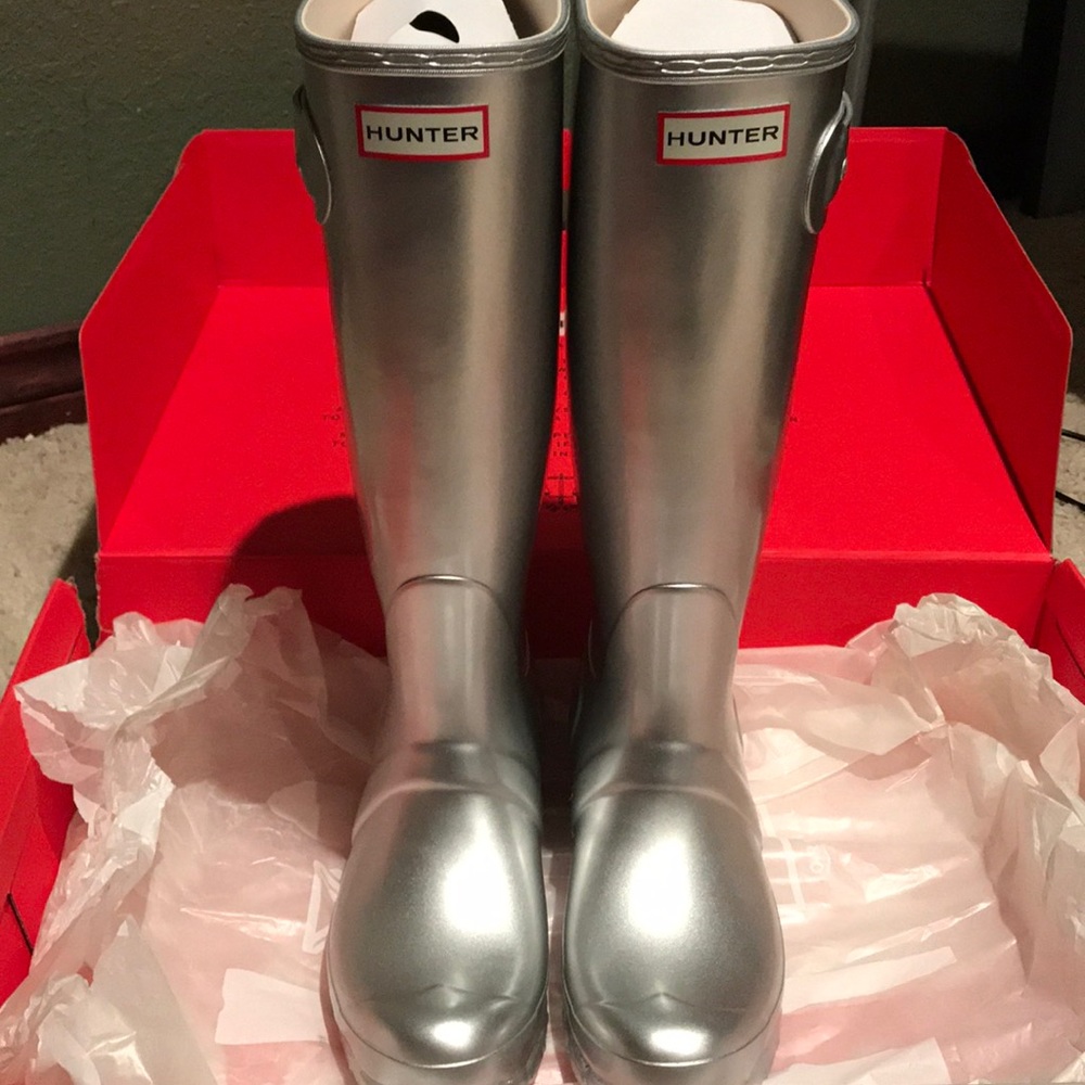 Hunter original tall boots size 7. silver-NIB - Picture 4 of 5